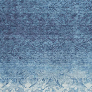 HomeRoots 5' Denim Blue and Ivory Damask Area Rug – Elegant, Washable Indoor/Outdoor Design for Versatile Use 5' X 8' 627249