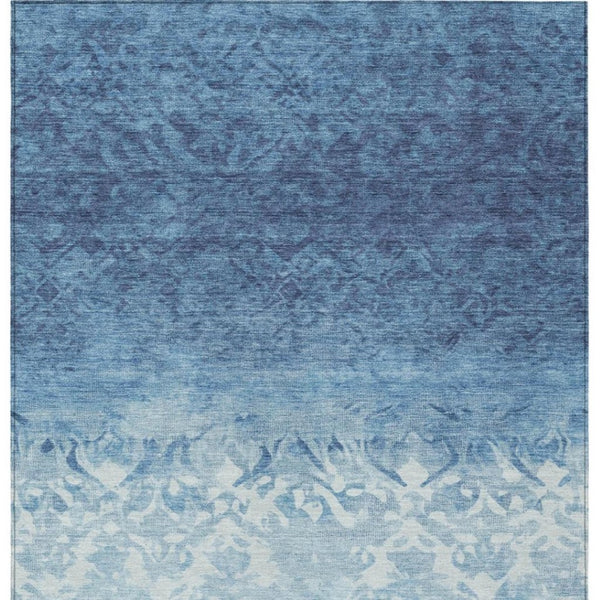 HomeRoots 5' Denim Blue and Ivory Damask Area Rug – Elegant, Washable Indoor/Outdoor Design for Versatile Use 8' X 10' 627251