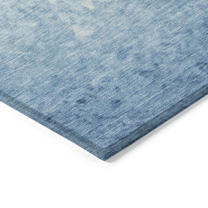 HomeRoots 5' Denim Blue and Ivory Damask Area Rug – Elegant, Washable Indoor/Outdoor Design for Versatile Use 10' X 14' 627253