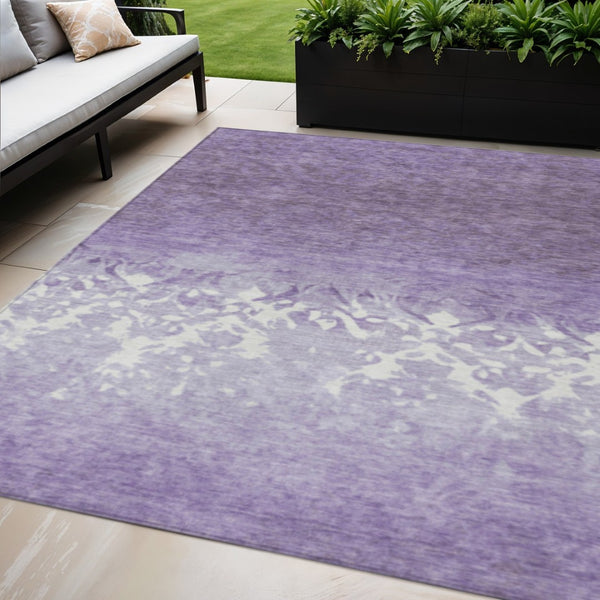 HomeRoots 5' Elegant Purple and Ivory Damask Area Rug - Durable, Washable for Indoor and Outdoor Spaces 5' X 8' 627261