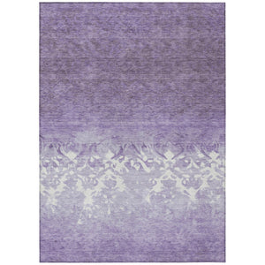HomeRoots 5' Elegant Purple and Ivory Damask Area Rug - Durable, Washable for Indoor and Outdoor Spaces 5' X 8' 627261