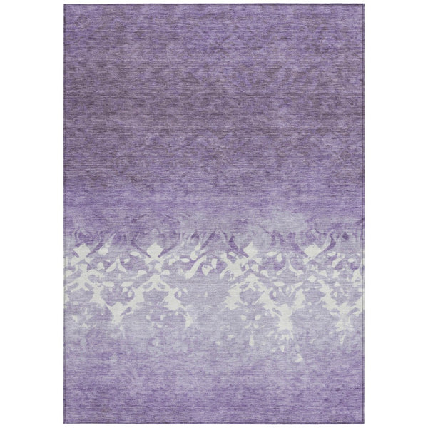HomeRoots 5' Elegant Purple and Ivory Damask Area Rug - Durable, Washable for Indoor and Outdoor Spaces 9' X 12' 627264