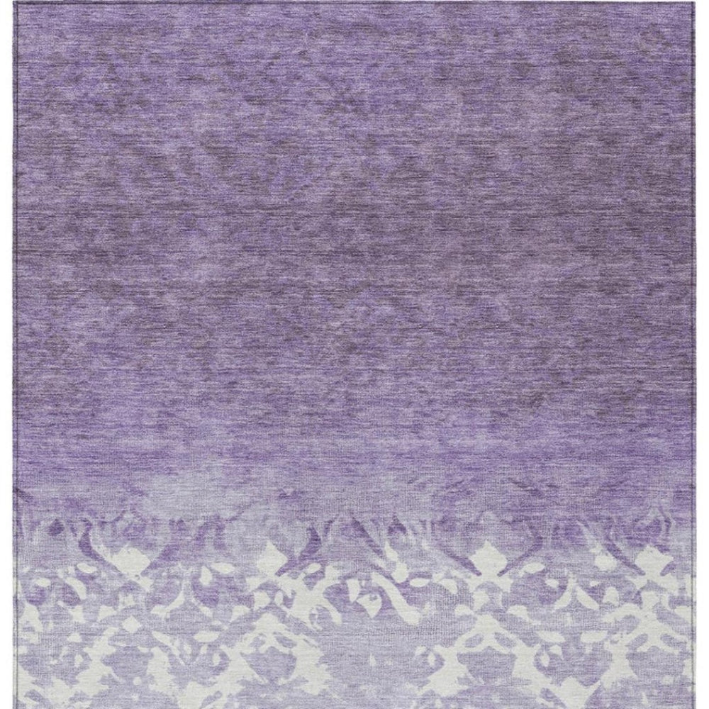 HomeRoots 5' Elegant Purple and Ivory Damask Area Rug - Durable, Washable for Indoor and Outdoor Spaces 10' X 14' 627265