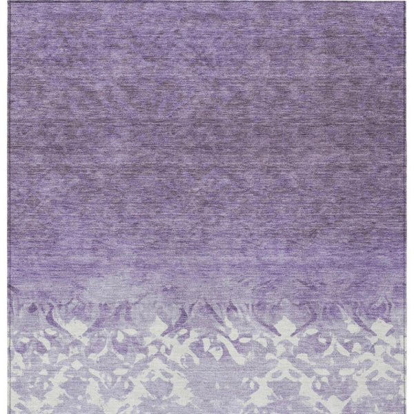HomeRoots 5' Elegant Purple and Ivory Damask Area Rug - Durable, Washable for Indoor and Outdoor Spaces 10' X 14' 627265