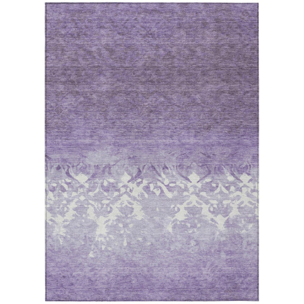 HomeRoots 5' Elegant Purple and Ivory Damask Area Rug - Durable, Washable for Indoor and Outdoor Spaces 10' X 14' 627265