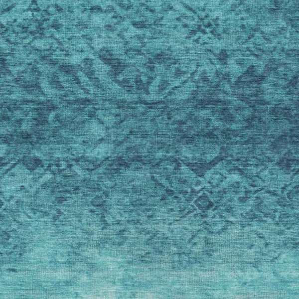 HomeRoots 5' Stylish Teal Blue and Ivory Damask Area Rug - Durable, Washable, Indoor/Outdoor Design for All Spaces 8' X 10' 627269