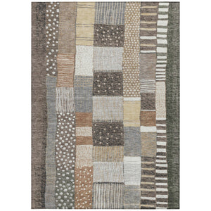 HomeRoots 5' Versatile Brown Ivory and Gray Geometric Area Rug - Durable, Washable Design for Indoor and Outdoor Use 5' X 8' 627279