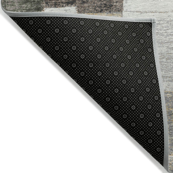 HomeRoots 5' Versatile Brown Ivory and Gray Geometric Area Rug - Durable, Washable Design for Indoor and Outdoor Use 8' Round 627280