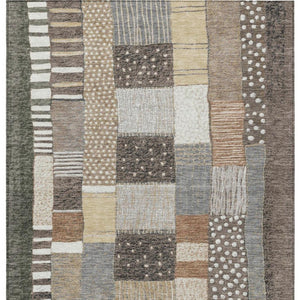 HomeRoots 5' Versatile Brown Ivory and Gray Geometric Area Rug - Durable, Washable Design for Indoor and Outdoor Use 8' X 10' 627281