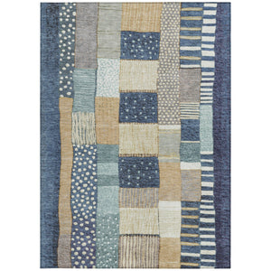 HomeRoots 5' Geometric Indoor Outdoor Area Rug in Navy, Beige, and Ivory – Stylish, Washable, and Durable! 8' X 10' 627287