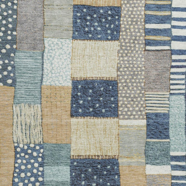 HomeRoots 5' Geometric Indoor Outdoor Area Rug in Navy, Beige, and Ivory – Stylish, Washable, and Durable! 8' X 10' 627287