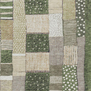 HomeRoots 5' Olive Green Beige Ivory Geometric Area Rug - Durable, Washable, Stylish for Indoor & Outdoor Use 8' X 10' 627293