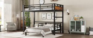 English Elm Twin Xl Solid Pine Loft Bed with Built-in Led Lighting and Storage Shelves W1580S00442