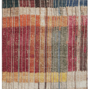 HomeRoots 5' Durable Indoor Outdoor Striped Area Rug in Beige, Red, and Yellow – Easy Care & Stylish Design 5' X 8' 627333