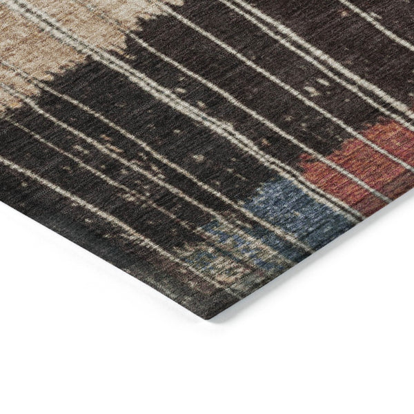 HomeRoots 5' Durable Indoor Outdoor Striped Area Rug in Beige, Red, and Yellow – Easy Care & Stylish Design 8' Round 627334