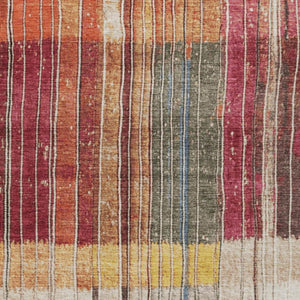 HomeRoots 5' Durable Indoor Outdoor Striped Area Rug in Beige, Red, and Yellow – Easy Care & Stylish Design 8' X 10' 627335