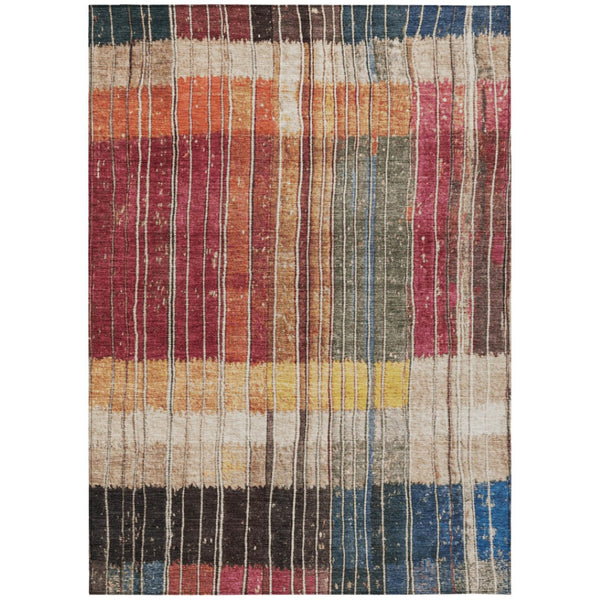 HomeRoots 5' Durable Indoor Outdoor Striped Area Rug in Beige, Red, and Yellow – Easy Care & Stylish Design 10' X 14' 627337