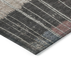 HomeRoots 5' Stylish Mauve Blue and Gold Striped Area Rug - Durable, Washable Design for Indoor & Outdoor Use 8' Round 627340