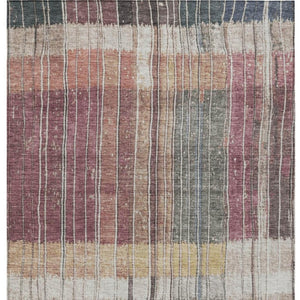 HomeRoots 5' Stylish Mauve Blue and Gold Striped Area Rug - Durable, Washable Design for Indoor & Outdoor Use 8' X 10' 627341