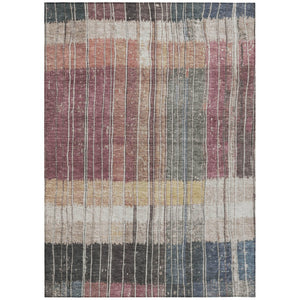 HomeRoots 5' Stylish Mauve Blue and Gold Striped Area Rug - Durable, Washable Design for Indoor & Outdoor Use 8' X 10' 627341