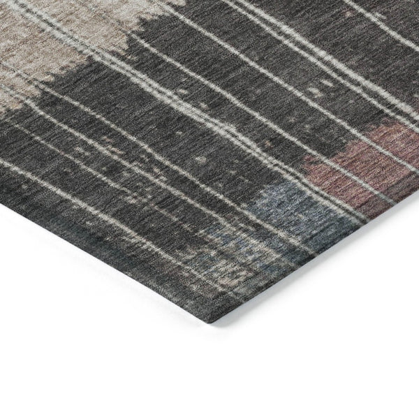 HomeRoots 5' Stylish Mauve Blue and Gold Striped Area Rug - Durable, Washable Design for Indoor & Outdoor Use 8' X 10' 627341