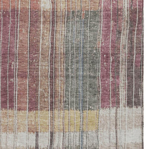 HomeRoots 5' Stylish Mauve Blue and Gold Striped Area Rug - Durable, Washable Design for Indoor & Outdoor Use 9' X 12' 627342