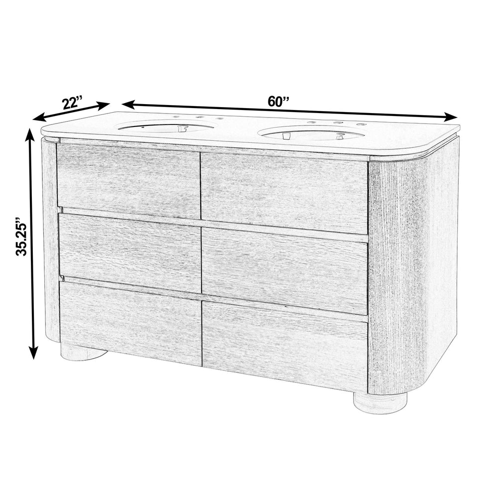 Butler Genoa Rectangular Wood & Quartz 2 Drawer Bathroom Vanity for Modern Elegance and Functionality