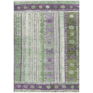 HomeRoots 5' Striped Purple and Green Indoor Outdoor Area Rug - Durable, Washable, Perfect for High-Traffic Spaces 5' X 8' 627363