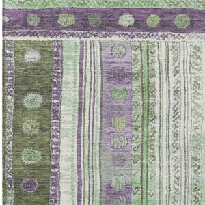 HomeRoots 5' Striped Purple and Green Indoor Outdoor Area Rug - Durable, Washable, Perfect for High-Traffic Spaces 5' X 8' 627363