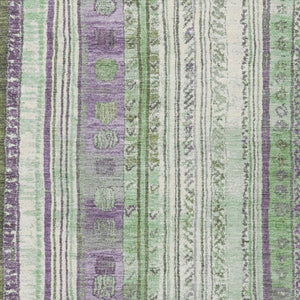 HomeRoots 5' Striped Purple and Green Indoor Outdoor Area Rug - Durable, Washable, Perfect for High-Traffic Spaces 8' X 10' 627365
