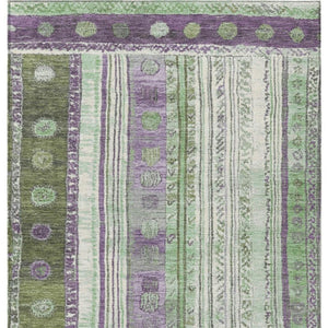 HomeRoots 5' Striped Purple and Green Indoor Outdoor Area Rug - Durable, Washable, Perfect for High-Traffic Spaces 10' X 14' 627367