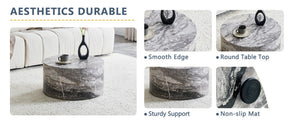 English Elm Simple Marble Top Round Coffee Table with Natural Veining for Modern Living Rooms Gray W1151P385649