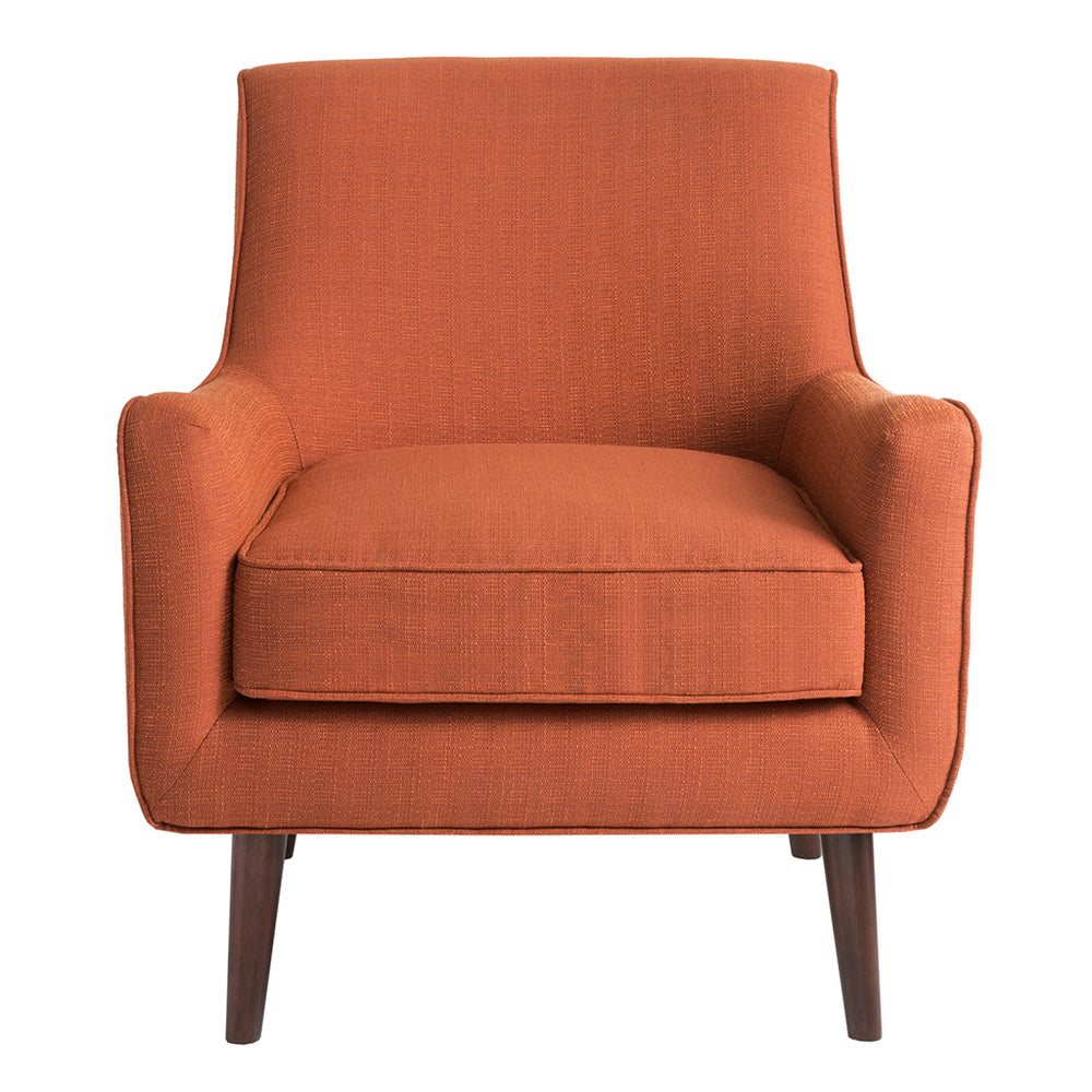JLA Home Madison Park - Mid-Century Burnt Orange Accent Chair with Curved Silhouette, Tapered Espresso Legs & Removable Cushion FPF18-0219