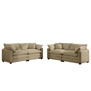 English Elm Modern Two-Piece Fabric Sofa Set - Stylish Tan Corduroy 2-Seater Design With Cloud-Like Comfort! W714S00792