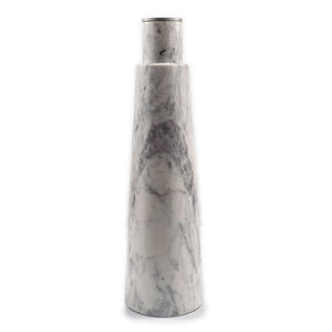 HomeRoots 22" Striking Silver and White Aluminum Marble Pedestal End Table – Modern Art Accent for Any Space 627514