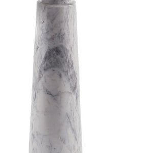 HomeRoots 22" Striking Silver and White Aluminum Marble Pedestal End Table – Modern Art Accent for Any Space 627514