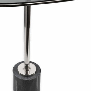 Homeroots 22" Smoky Black And Silver Aluminum Glass Marble End Table - Chic Modern Minimalist Accent Piece   627516