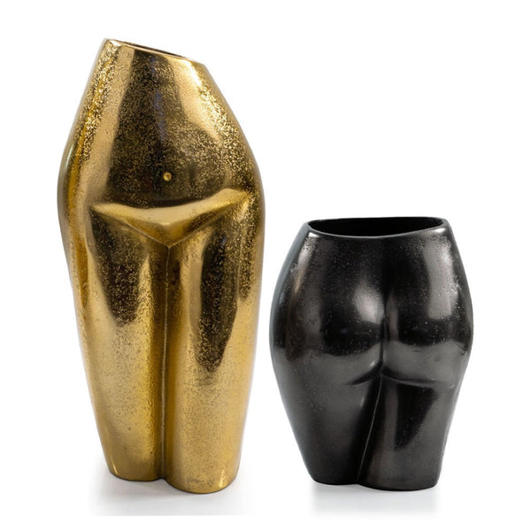 Homeroots 14" Gold Cast Aluminum Female Form Table Vase - Unique Art Piece & Elegant Floral Display Centerpiece  Aluminum 627517