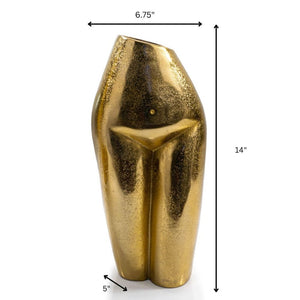 Homeroots 14" Gold Cast Aluminum Female Form Table Vase - Unique Art Piece & Elegant Floral Display Centerpiece  Aluminum 627517