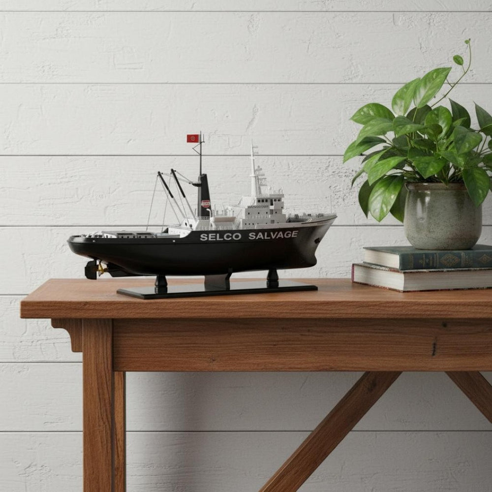 HomeRoots 6" Hand-Painted Unfinished Wood Model Boat – Vintage Nautical Decor for Home, Gifts & Tabletop Accents 627521
