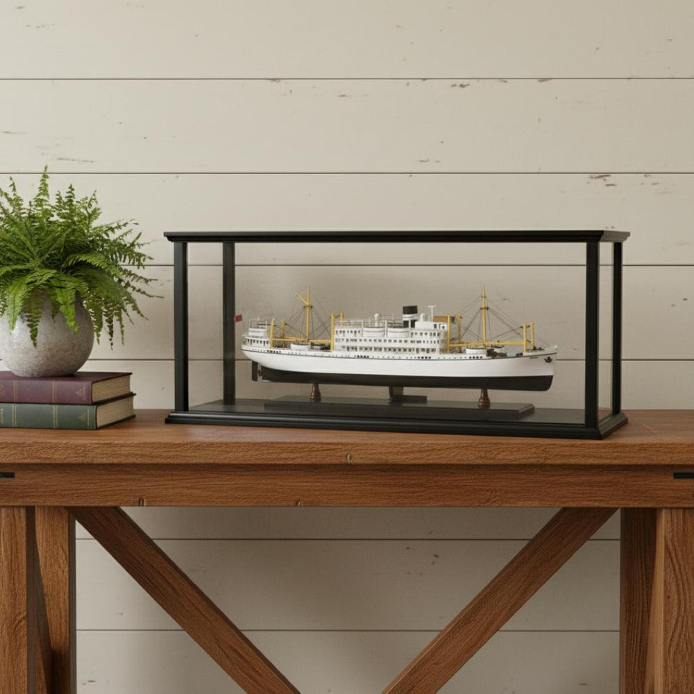 HomeRoots 5" Hand-Painted Wooden Model Boat - Vintage Nautical Decor for Home, Gift-Ready Artisan Craftsmanship 627523