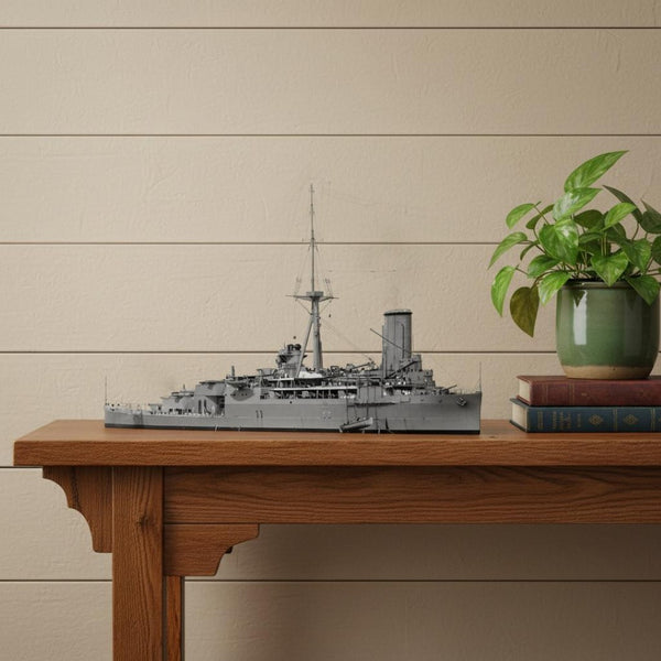 HomeRoots 10" Hand-Painted Unfinished Wood Model Boat – Timeless Nautical Decor for Home & Office Accents 627526