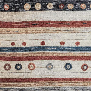 HomeRoots 5' Stylish Striped Beige, Rust, and Navy Blue Area Rug for Indoor and Outdoor Durability and Charm 9' X 12' 627543