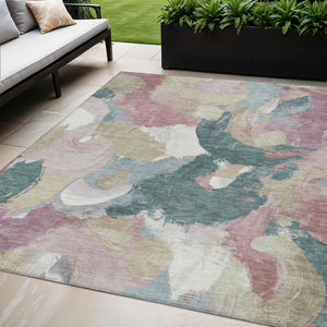 HomeRoots 5' Abstract Washable Indoor Outdoor Area Rug in Mauve, Beige, and Sage - Stylish & Durable Design 5' X 8' 627576