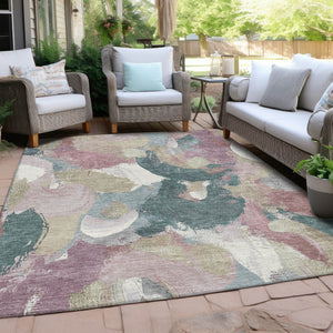 HomeRoots 5' Abstract Washable Indoor Outdoor Area Rug in Mauve, Beige, and Sage - Stylish & Durable Design 5' X 8' 627576