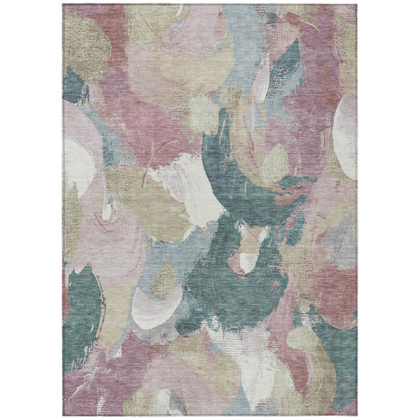 HomeRoots 5' Abstract Washable Indoor Outdoor Area Rug in Mauve, Beige, and Sage - Stylish & Durable Design 5' X 8' 627576