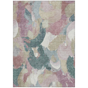 HomeRoots 5' Abstract Washable Indoor Outdoor Area Rug in Mauve, Beige, and Sage - Stylish & Durable Design 5' X 8' 627576