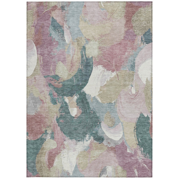 HomeRoots 5' Abstract Washable Indoor Outdoor Area Rug in Mauve, Beige, and Sage - Stylish & Durable Design 5' X 8' 627576