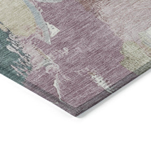 HomeRoots 5' Abstract Washable Indoor Outdoor Area Rug in Mauve, Beige, and Sage - Stylish & Durable Design 8' Round 627577