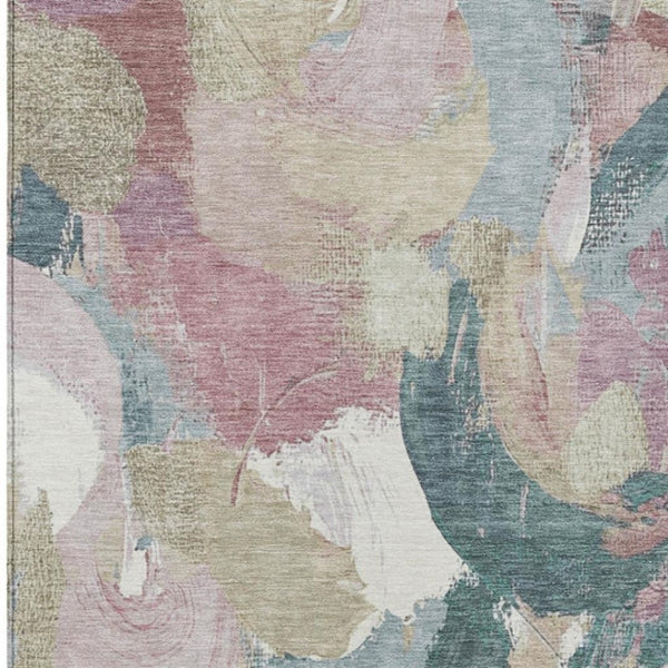 HomeRoots 5' Abstract Washable Indoor Outdoor Area Rug in Mauve, Beige, and Sage - Stylish & Durable Design 8' X 10' 627578